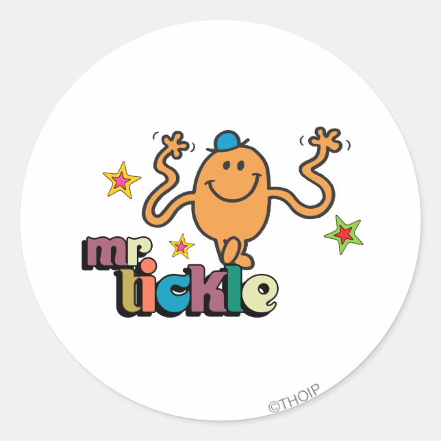 Mr. Tickle | Sparkling Stars Classic Round Sticker (Front)