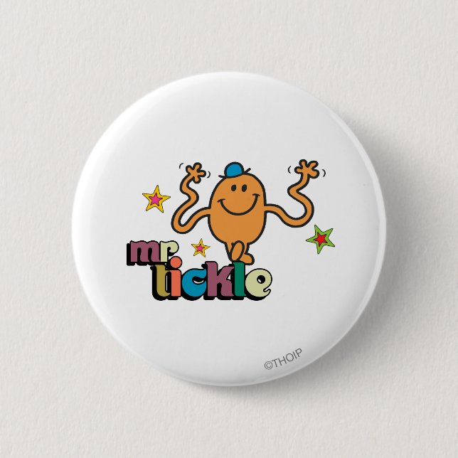 Mr. Tickle | Sparkling Stars Pinback Button (Front)
