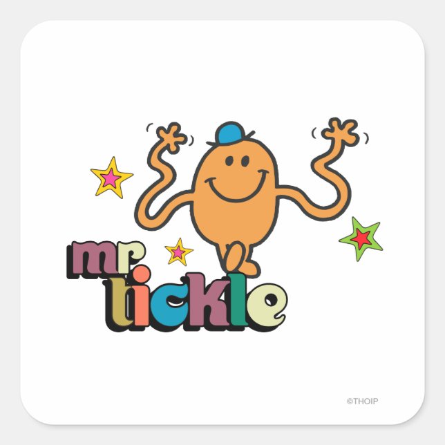 Mr. Tickle | Sparkling Stars Square Sticker (Front)