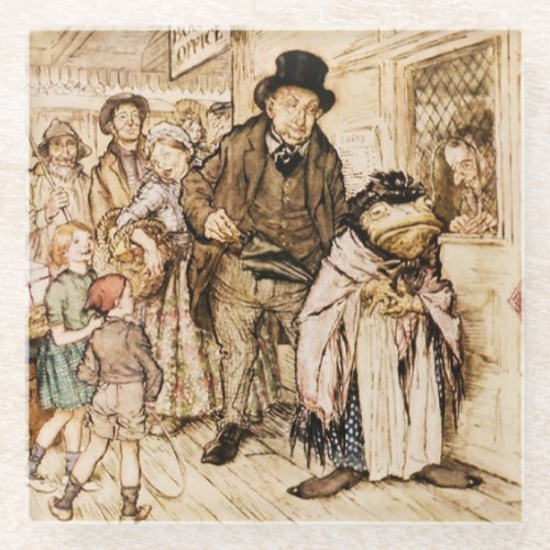 Mr Toad Buys A Ticket by Arthur Rackham Glass Coaster