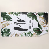 Mr tropical leaf & typography beach towel (Front)