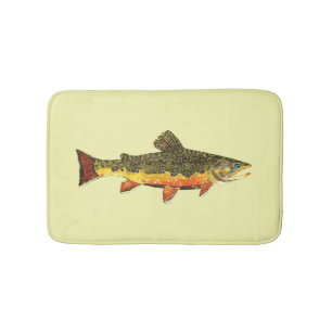 Mr. Trout Whiskers' Brookie, salvelinus fontinalis Bathroom Mat