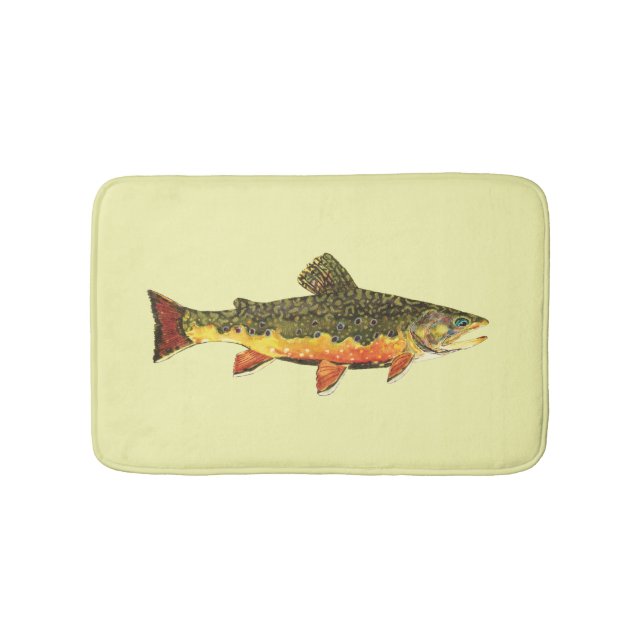 Mr. Trout Whiskers' Brookie, salvelinus fontinalis Bathroom Mat (Front)