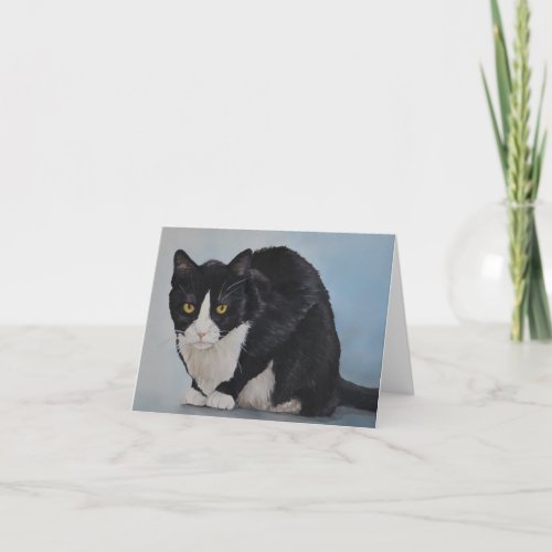 Mr Tuxedo Black and White Cat Art Note Card