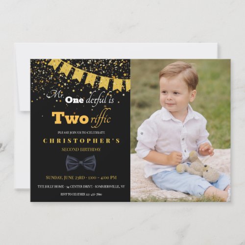 Mr Tworiffic Birthday Party Photo Invitation