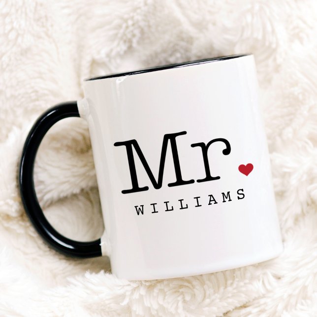 Mr Vintage Black Personalized Wedding Monogram Mug