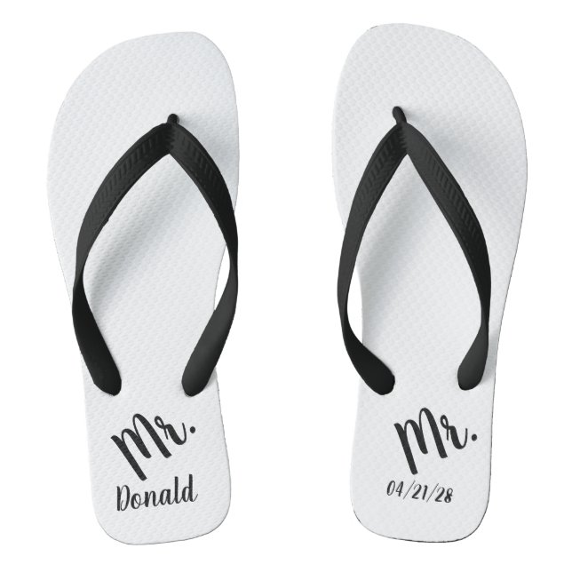 Mr. Wedding Honeymoon Flip Flops (Footbed)