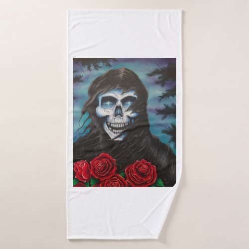 Mr Wicked Reaper with Roses Bath Towel