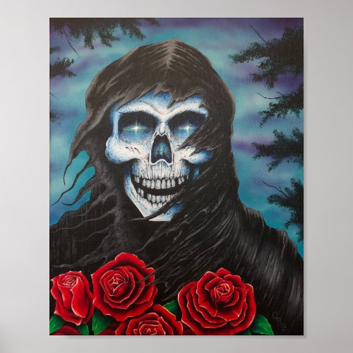 Mr Wicked Reaper with Roses Poster Print