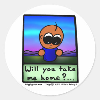 Mr. Wigglypops "Will you take me home?" Classic Round Sticker