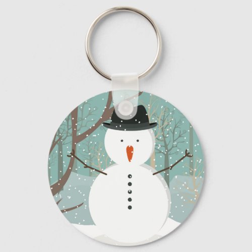 Mr Winter Snowman Button Keychain