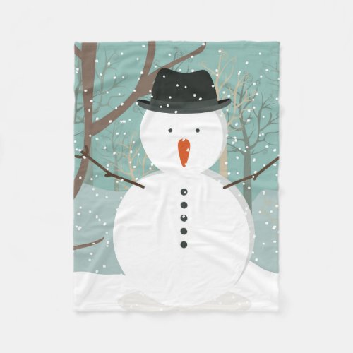 Mr Winter Snowman Fleece Blanket