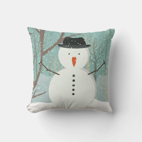 Mr Winter Snowman Pillow