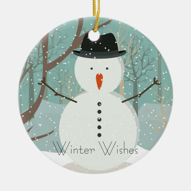 Mr. Winter Wishes Snowman Ornament Round (Front)