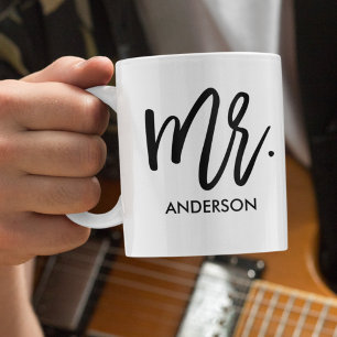 Mr. with Name Modern Script Personalized Coffee Mug