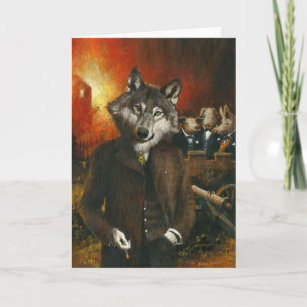 Mr Wolf And The Three Pigs Greetings Card