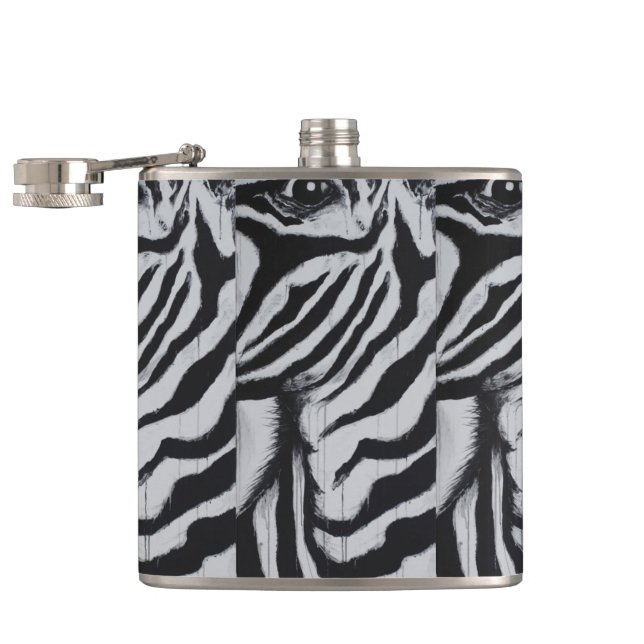 Mr. Zebra Animal Wildlife Abstract Original Art Flask (Opened)
