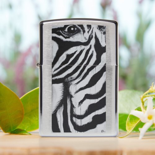 Mr Zebra Animal Wildlife Abstract Original Art Zippo Lighter