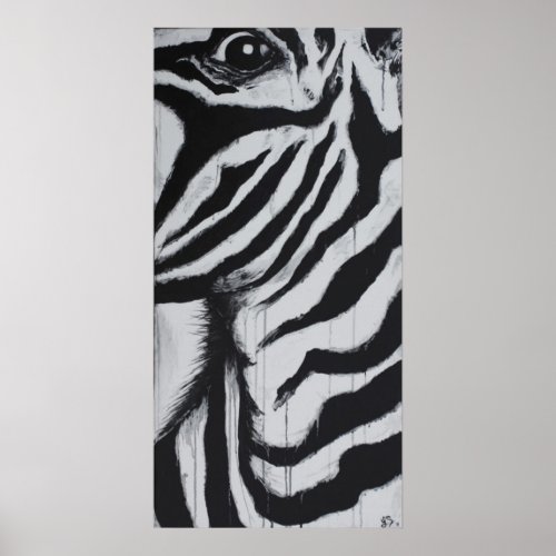 Mr Zebra Eye Wildlife African Plains Painting Art Poster
