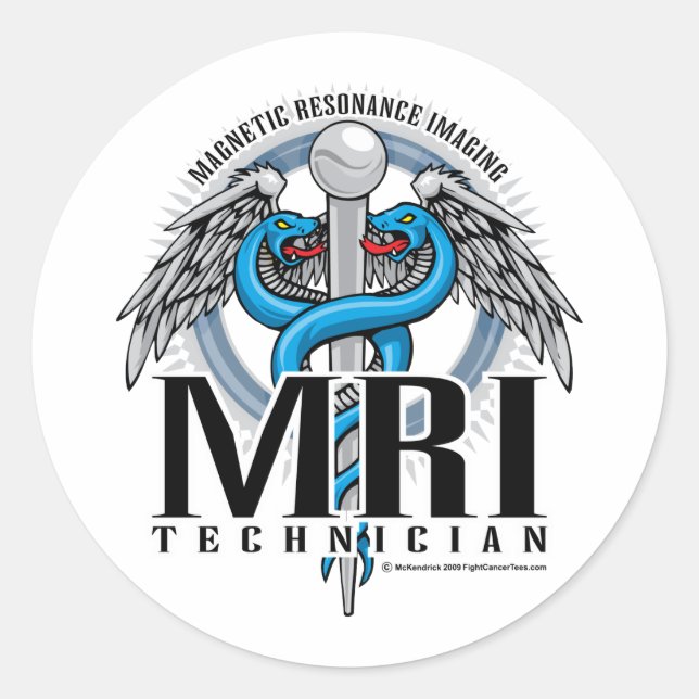 MRI Tech Caduceus Classic Round Sticker (Front)