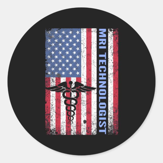 Mri Technologist Xray Tech Us Flag Lab Classic Round Sticker (Front)
