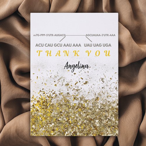 mRNA thank you card bioloy in gold glitter
