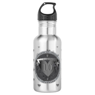 Mrs. 10th Tin Wedding Anniversary Heart Emblem Stainless Steel Water Bottle