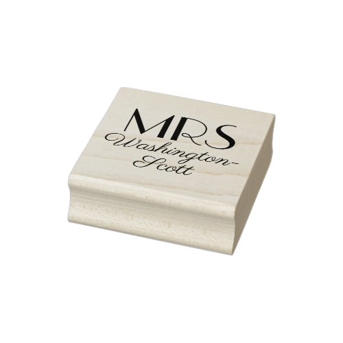 Mrs 1or2 Row Hyphenated Longer Names Wedding  Rubber Stamp