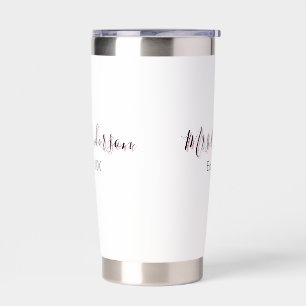Mrs add name last name black pink est year modern  insulated tumbler