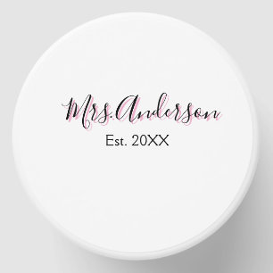 Mrs add name last name black pink est year modern mini candle favors