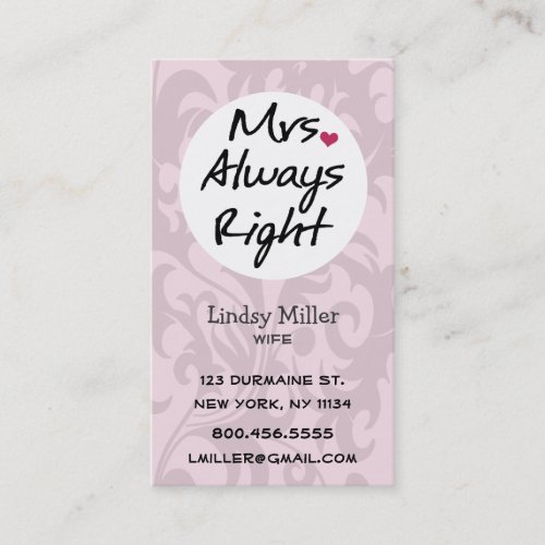 Mrs Always Right Business Card