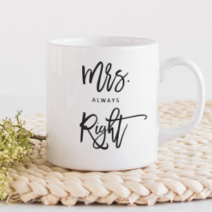 Mrs. Always Right   Mrs.Trendy Script Personalized Coffee Mug