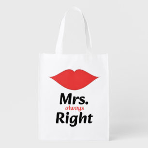 Mrs. Always Right Red Lips Matching Grocery Bag