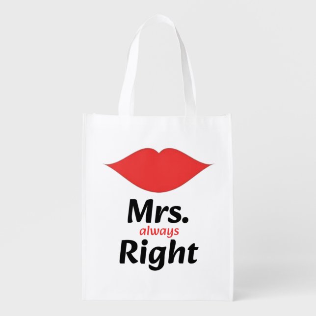 Mrs. Always Right Red Lips Matching Grocery Bag (Front)