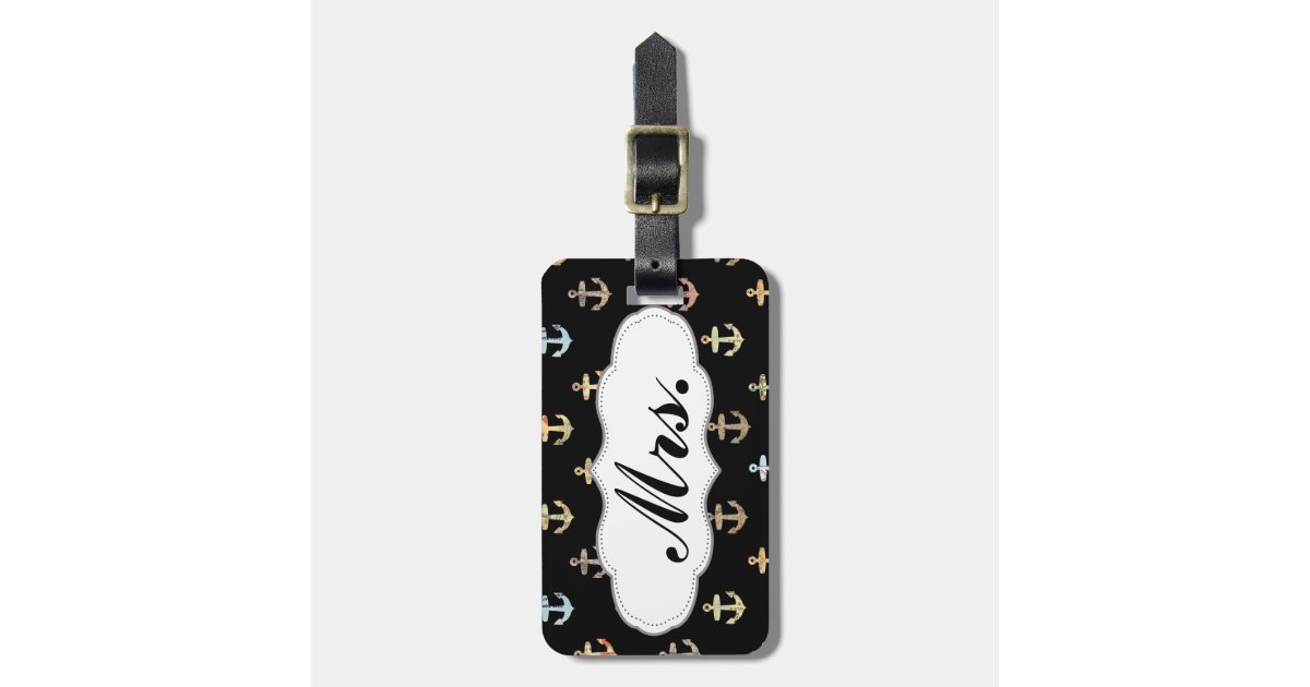 Mrs anchor pattern - part of Mr & Mrs set Luggage Tag | Zazzle