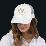 Mrs. and Last Name Faux Gold Foil Trucker Hat<br><div class="desc">Mrs. and Last Name Faux Gold Foil Hat that would make a perfect gift for your wife with matching Mr. Last Name Hat.</div>