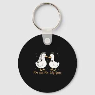 Mrs and mr silly goose wedding party funny keychain
