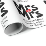 Mrs And Mrs Bold Lesbian Personalized Wedding Wrapping Paper<br><div class="desc">Mrs and Mrs lesbian / Gay Wedding gift wrap paper .. perfect for the two brides .. misses and misses bold font with heart detail in red white and black from Ricaso</div>