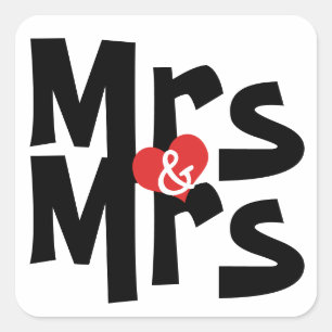 Mrs And Mrs Bold Modern Wedding Square Sticker