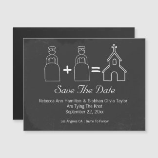 Mrs and Mrs Doodle Church Save The Date Wedding Magnetic Invitation