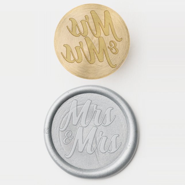 Mrs and Mrs Elegant Gay Wedding Wax Seal Stamp (Stamped)