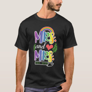 Mrs. And Mrs. Est 2021 Pride Lesbian Bride Couples T-Shirt