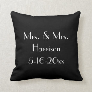 Mrs. and Mrs. Lesbian Wedding Anniversary Throw Pillow