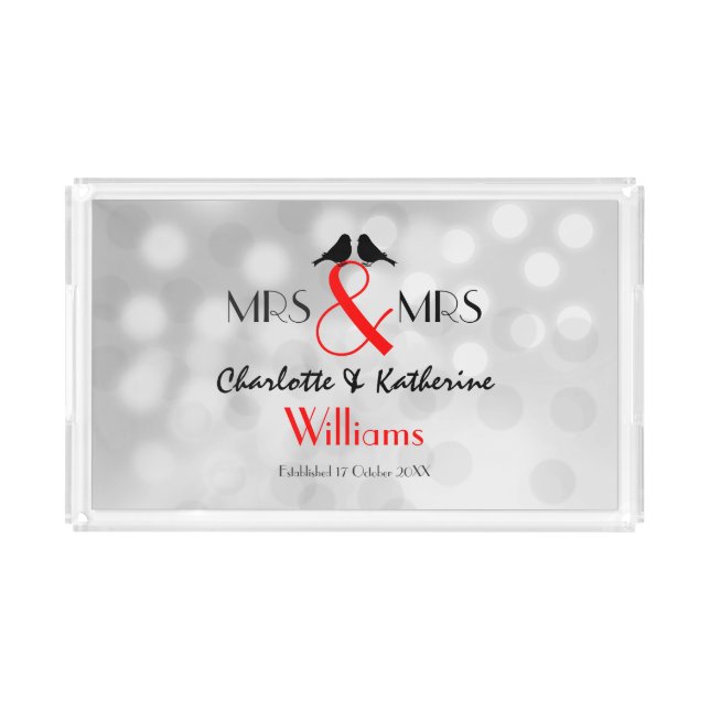 Mrs And Mrs Lesbian Wedding Gift  Acrylic Tray (Front)