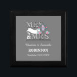 Mrs and Mrs Personalized Lesbian Wedding Gift Box<br><div class="desc">A special wedding gift on a special day for the happy lesbian couple; this cute design, "MRS and MRS" with a cute pair of love birds and bird house in pink and blue. Don't forget to personalize it with the date of the wedding and their names and surnames for that...</div>