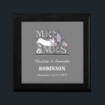 Mrs and Mrs Personalized Lesbian Wedding Gift Box<br><div class="desc">A special wedding gift on a special day for the happy lesbian couple; this cute design, "MRS and MRS" with a cute pair of love birds and bird house in pink and blue. Don't forget to personalize it with the date of the wedding and their names and surnames for that...</div>