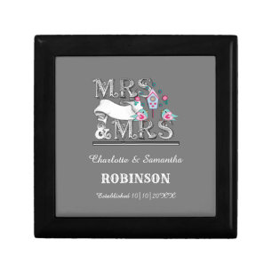 Mrs and Mrs Personalized Lesbian Wedding Gift Box