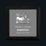 Mrs and Mrs Personalized Lesbian Wedding Gift Gift Box<br><div class="desc">A special wedding gift on a special day for the happy lesbian couple; this cute design, "MRS and MRS" with a cute pair of love birds and bird house in pink and blue. Don't forget to personalize it with the date of the wedding and their names and surnames for that...</div>