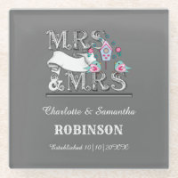 Mrs and Mrs Personalized Lesbian Wedding Gift