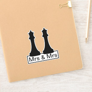 Mrs And Mrs Queen Chess Pieces Gay Wedding Sticker